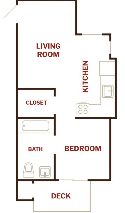 One Bedroom Floor Plan l The Breakers in Santa Cruz CA